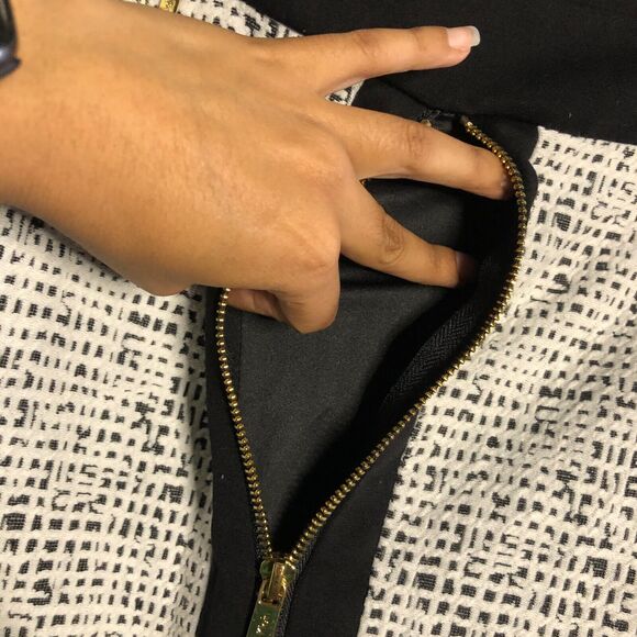 calvin klein womens skirt 4 small s white black textured zip back zip work r1 - Picture 8 of 13